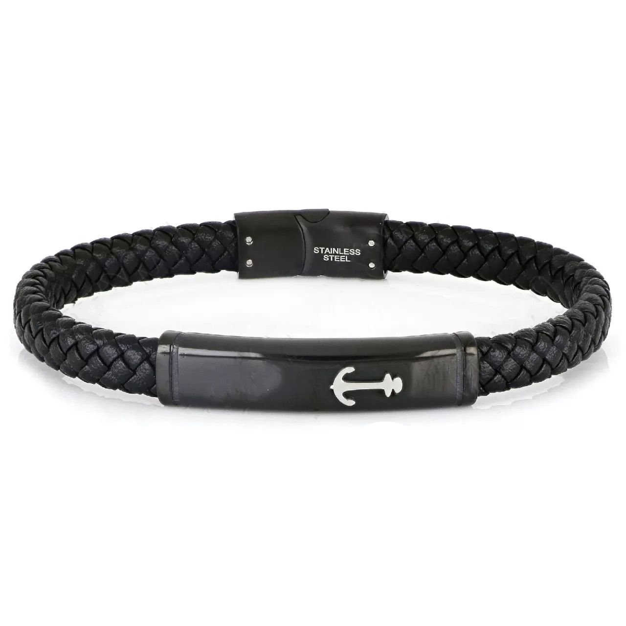 Βραχιόλι Από Δέρμα Και Ατσάλι Με Άγκυρα TU29943