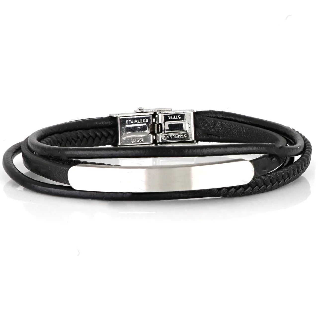 Βραχιόλι Από Δέρμα Και Ατσάλι Με Ταυτότητα TU29944