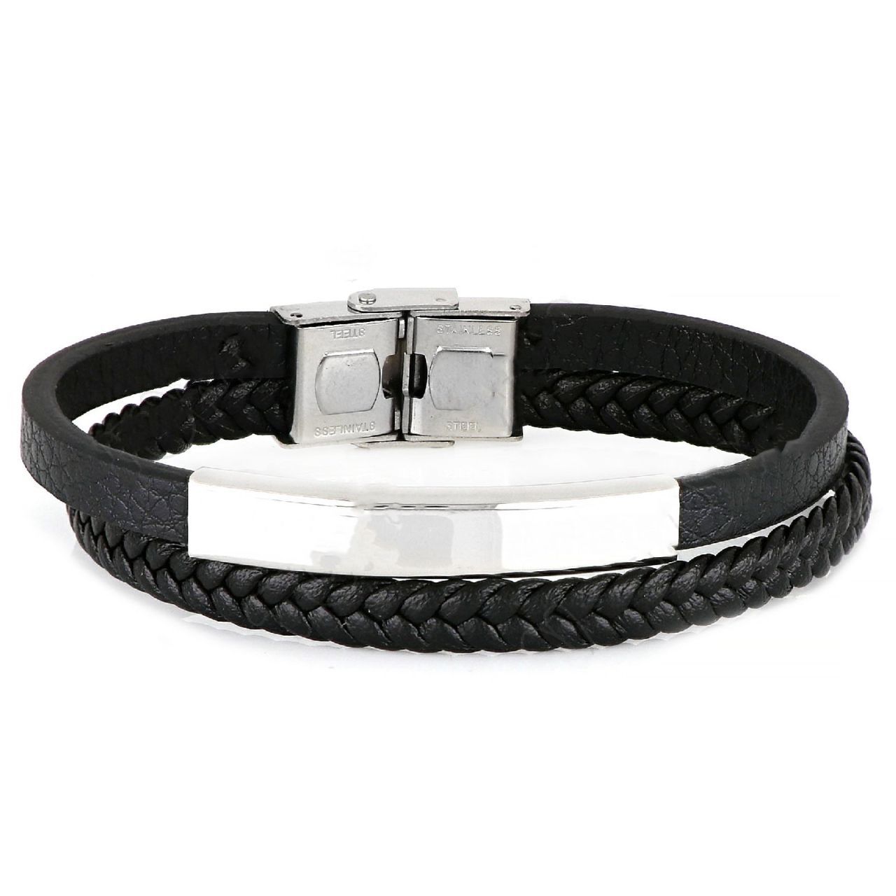 Βραχιόλι Από Δέρμα Και Ατσάλι Με Ταυτότητα TU29945