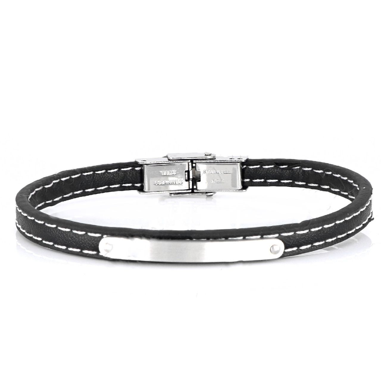 Βραχιόλι Από Δέρμα Και Ατσάλι Με Ταυτότητα TU29949