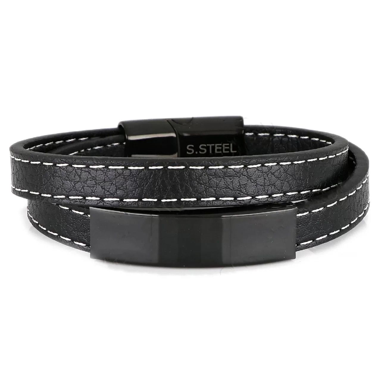 Βραχιόλι Από Δέρμα Και Ατσάλι Με Ταυτότητα TU29953