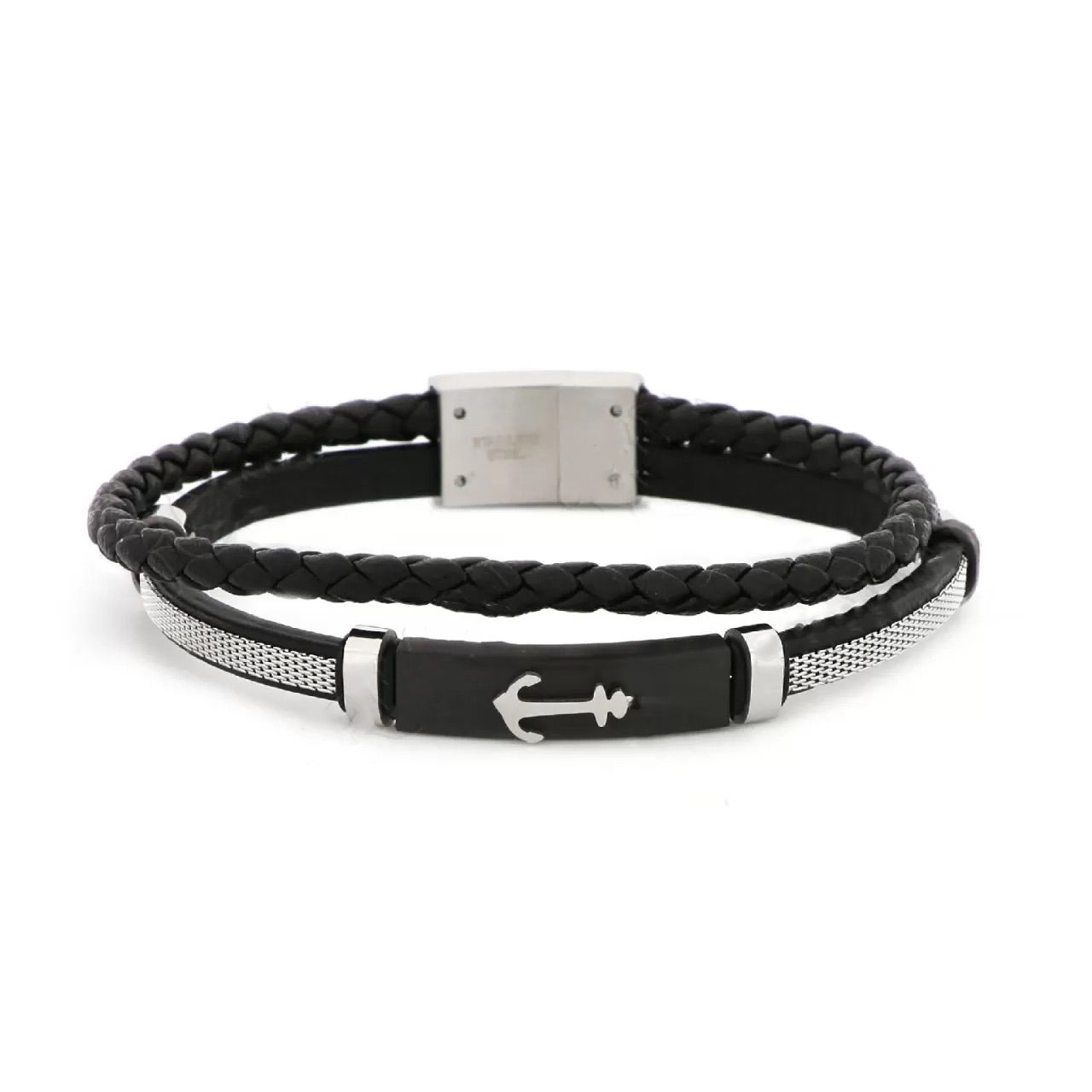 Βραχιόλι Από Δέρμα Και Ατσάλι Με Άγκυρα TU29955