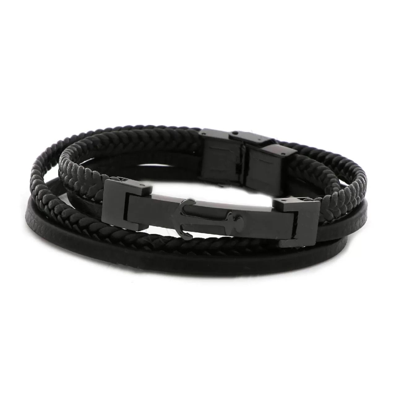 Βραχιόλι Από Δέρμα Και Ατσάλι Με Άγκυρα TU29958