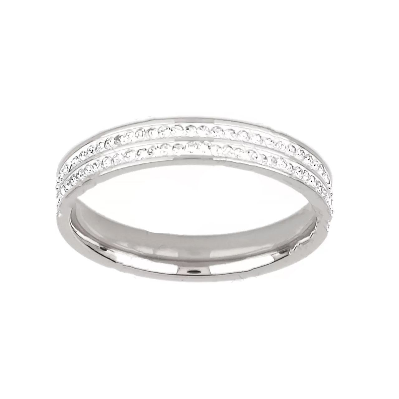 Δαχτυλίδι Βέρα Από Ατσάλι Με Κρύσταλλα TU30946