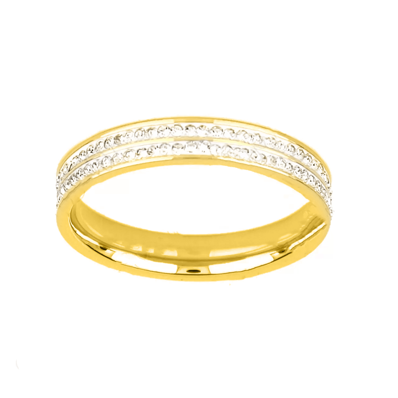 Δαχτυλίδι Βέρα Από Ατσάλι Επιχρυσωμένο Με Κρύσταλλα TU30947