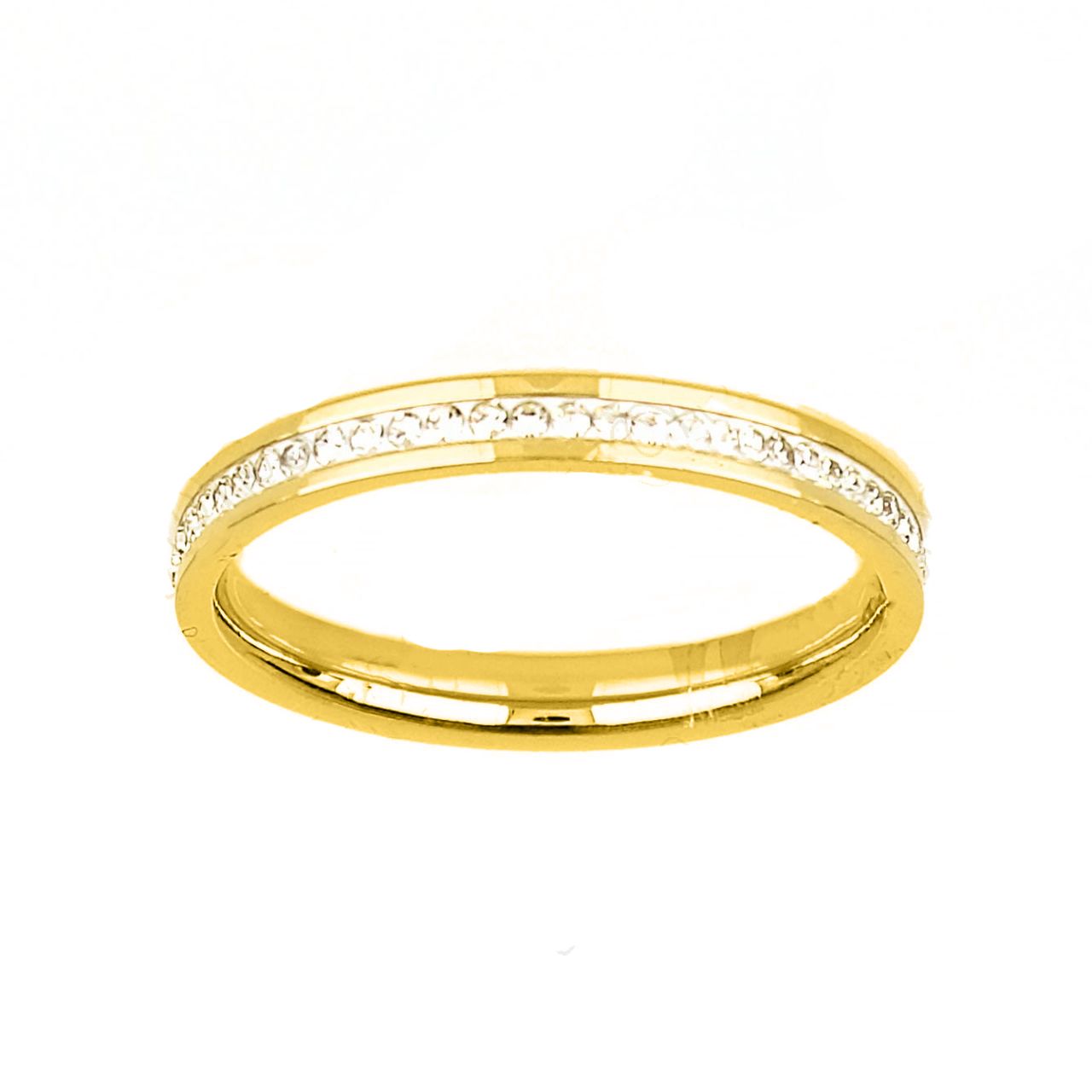 Δαχτυλίδι Βέρα Από Ατσάλι Επιχρυσωμένο Με Κρύσταλλα TU30956