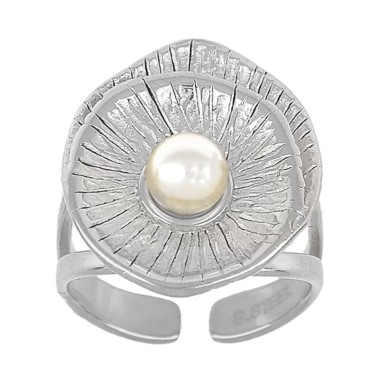 Δαχτυλίδι Από Ατσάλι Μαργαριτάρι TU30978