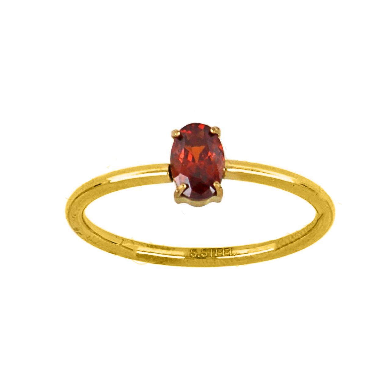 Δαχτυλίδι Μονόπετρο Από Ατσάλι Επιχρυσωμένο TU30983