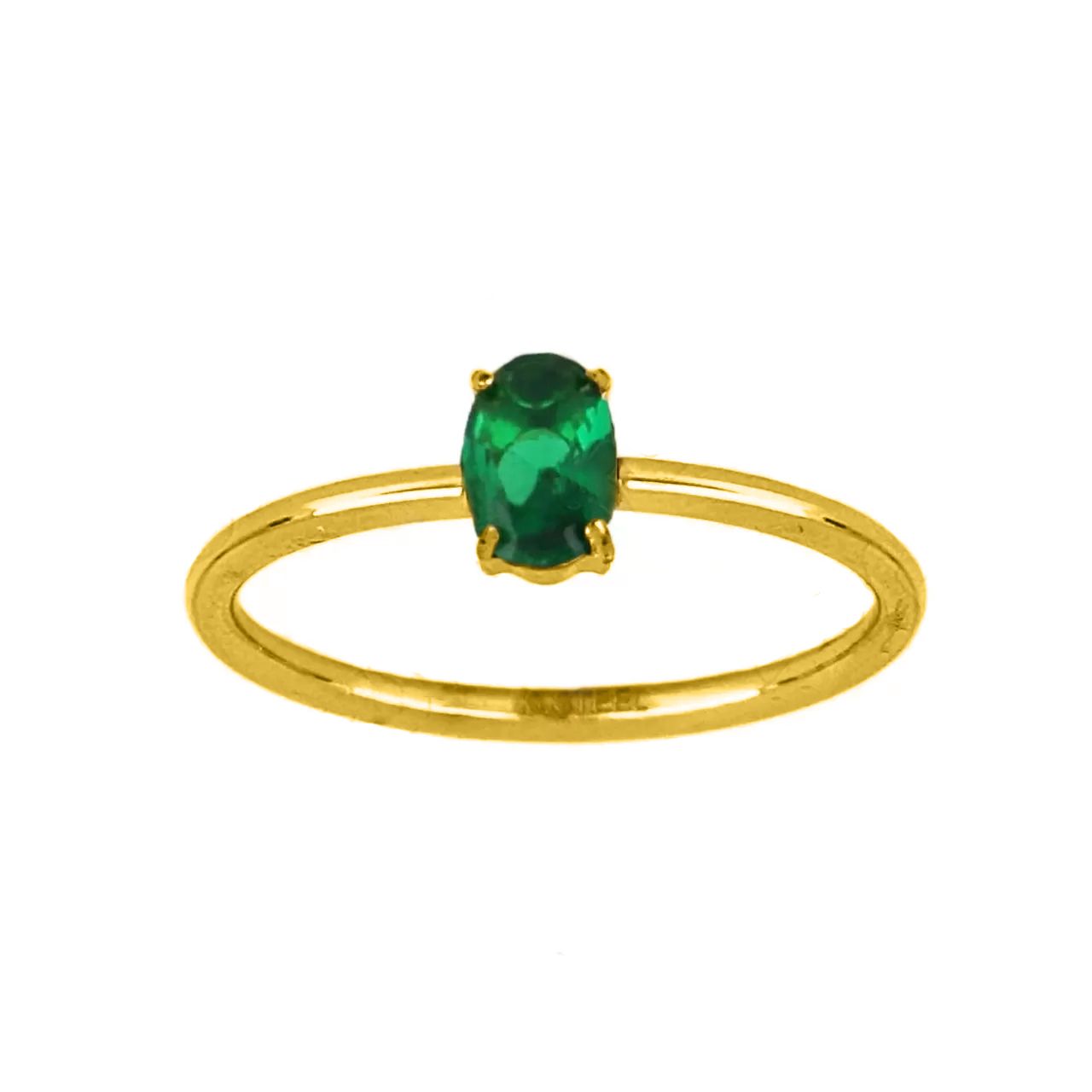 Δαχτυλίδι Μονόπετρο Από Ατσάλι Επιχρυσωμένο TU30985