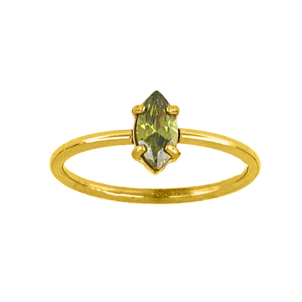 Δαχτυλίδι Μονόπετρο Από Ατσάλι Επιχρυσωμένο TU30998