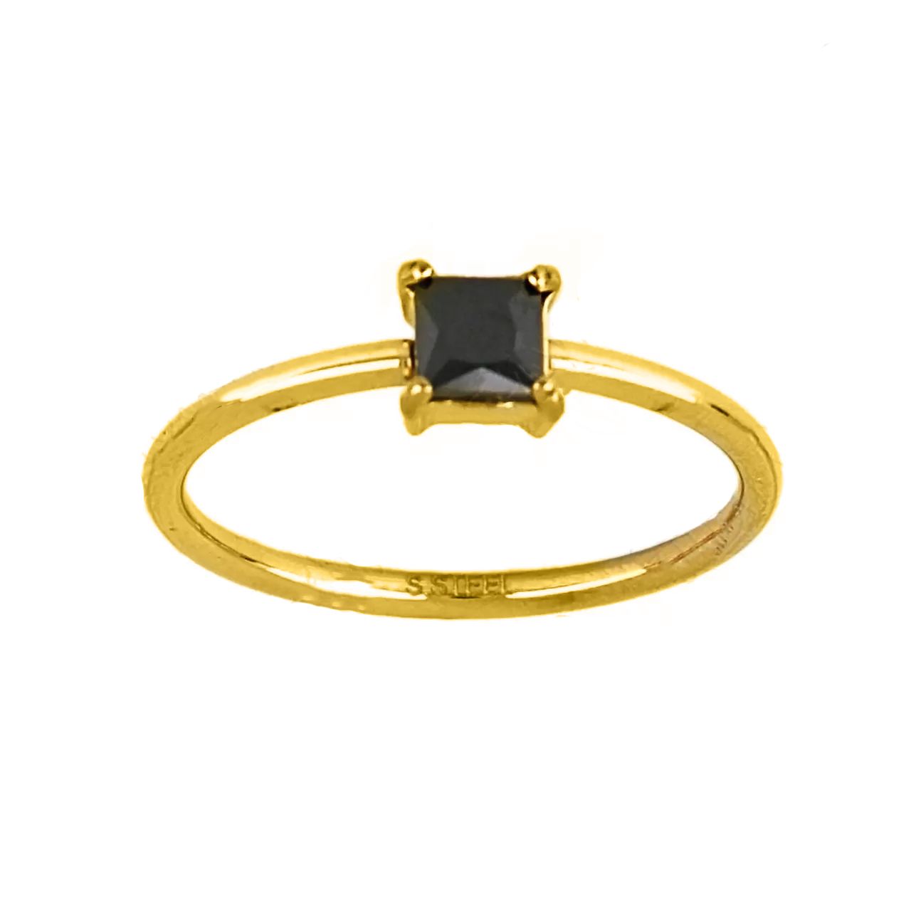 Δαχτυλίδι Μονόπετρο Από Ατσάλι Επιχρυσωμένο TU31063