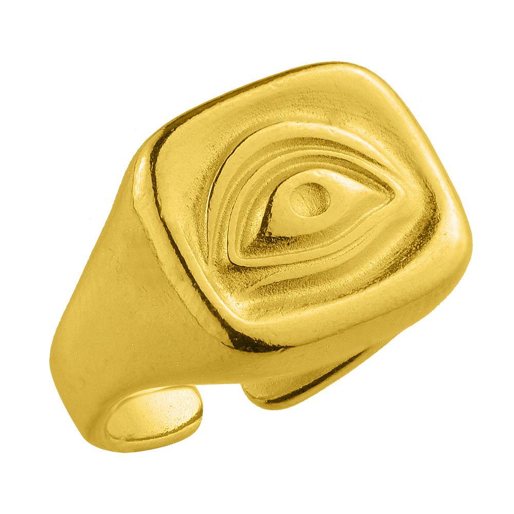 Δαχτυλίδι Από Ορείχαλκο Επιχρυσωμένο Με Ματάκι PF34240