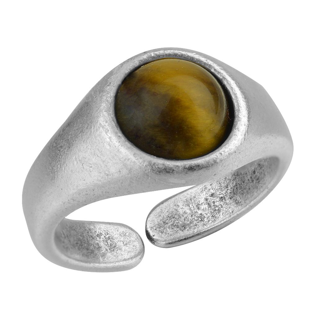 Δαχτυλίδι Από Ορείχαλκο Με Ημιπολύτιμο Λίθο Μάτι Τίγρη AA34264