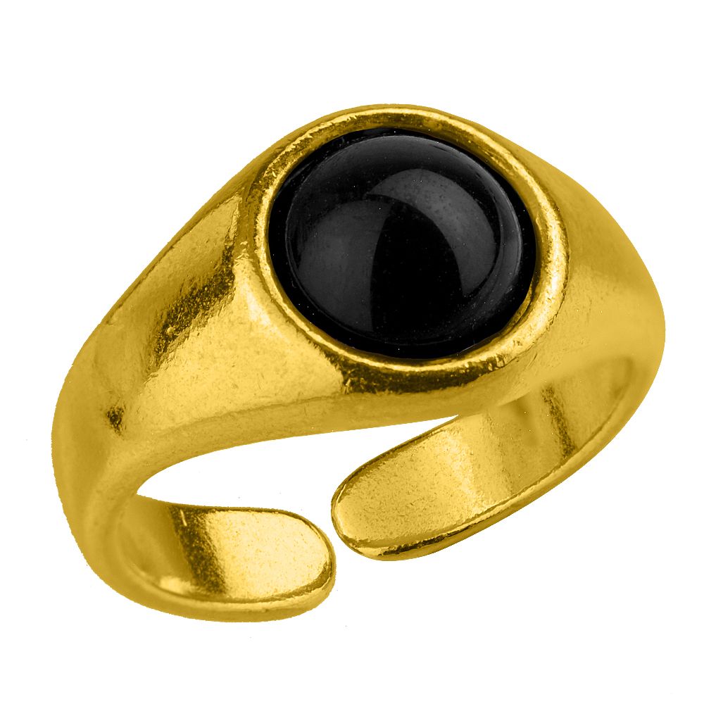Δαχτυλίδι Από Ορείχαλκο Επιχρυσωμένο Με Ημιπολύτιμο Λίθο Όνυχα AA34270