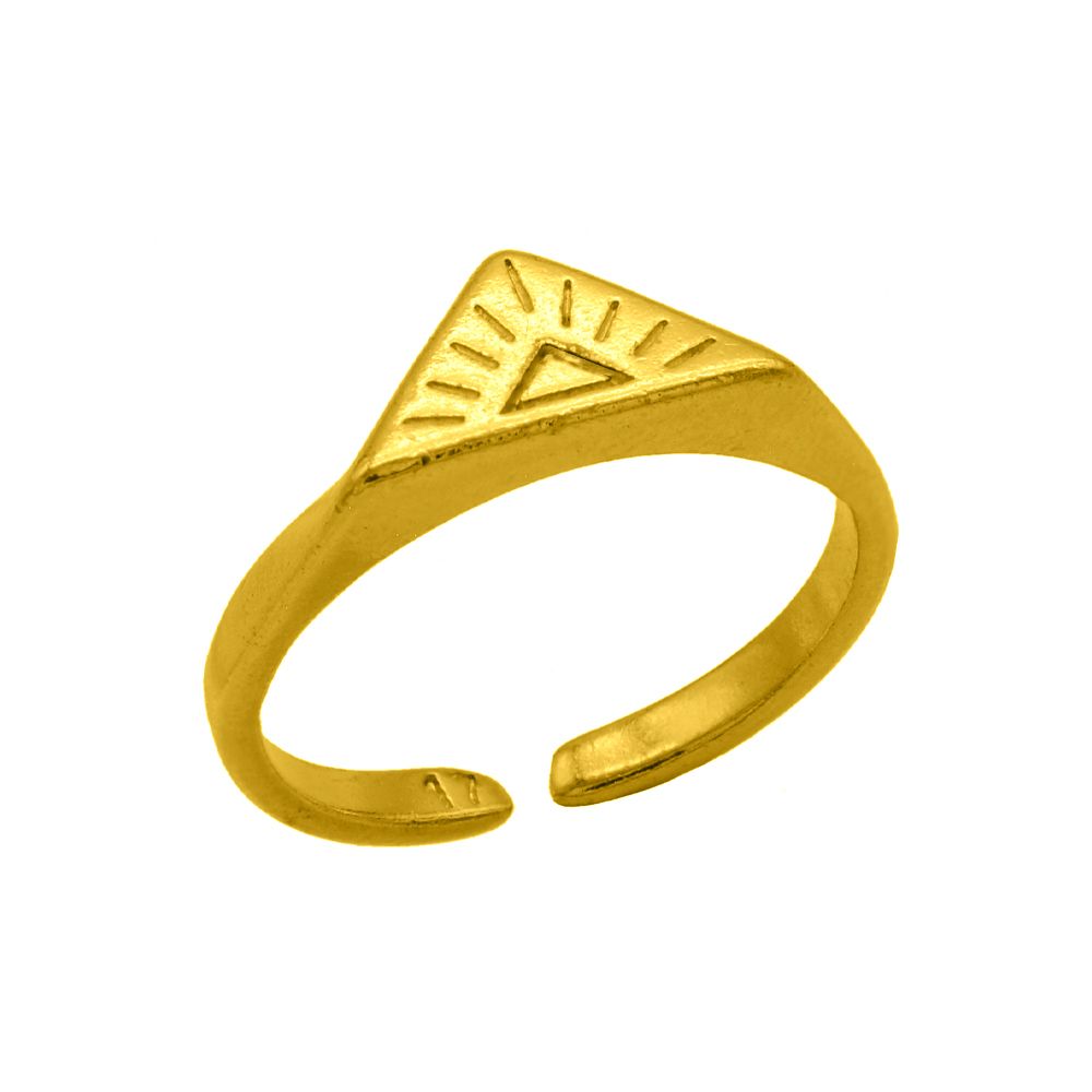 Δαχτυλίδι Από Ορείχαλκο Επιχρυσωμένο 24Κ Έθνικ Με Τρίγωνο PF37382