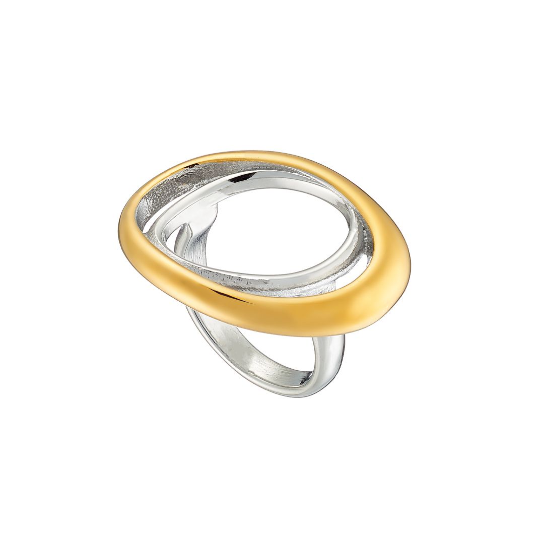 Δαχτυλίδι Δίχρωμο Από Ατσάλι Επιχρυσωμένο AS37561