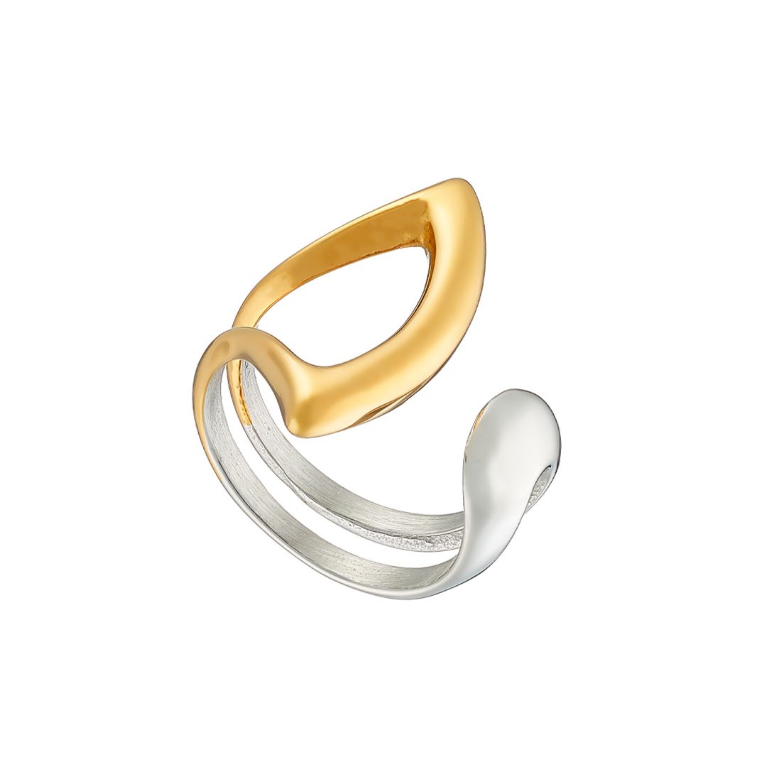 Δαχτυλίδι Δίχρωμο Από Ατσάλι Επιχρυσωμένο AS37562