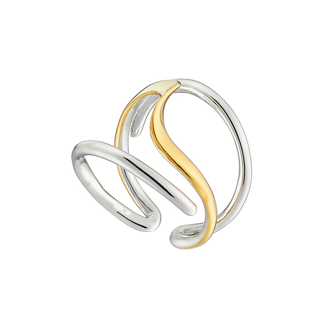 Δαχτυλίδι Δίχρωμο Από Ατσάλι Επιχρυσωμένο AS37563