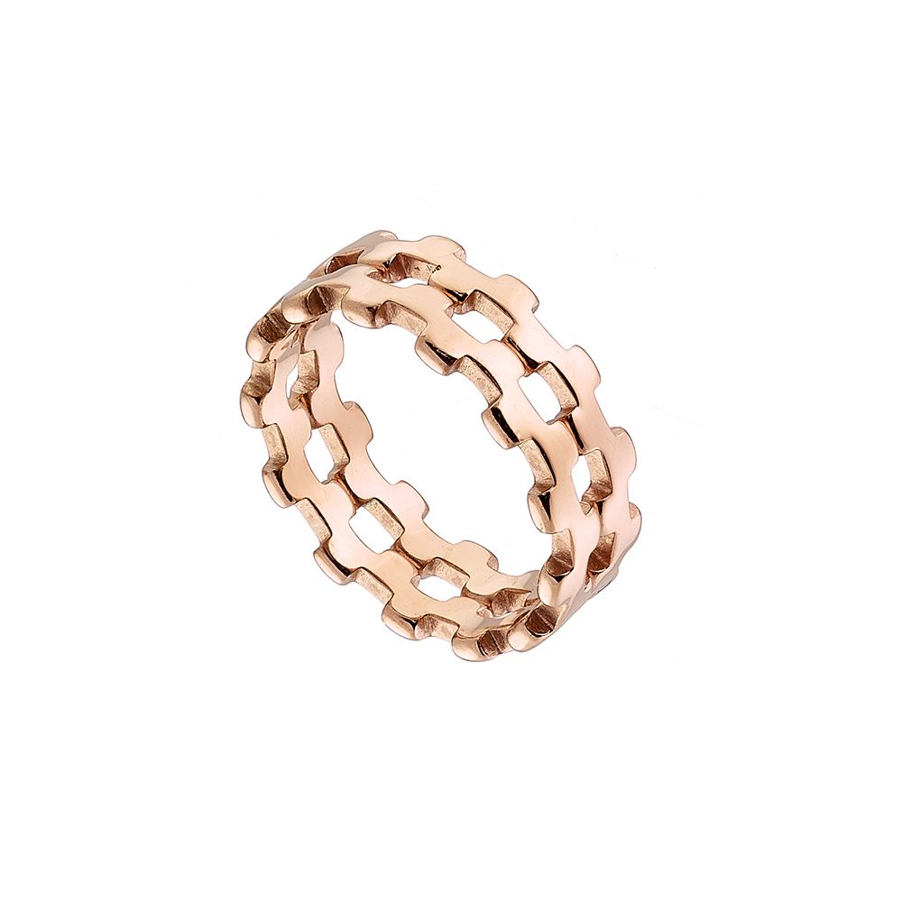 Δαχτυλίδι Από Ανοξείδωτο Ατσάλι Ροζ Επιχρυσωμένο AS38829