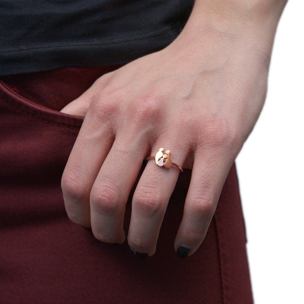 Δαχτυλίδι Από Ασήμι 925 Ροζ Επιχρυσωμένο Με Οικογένεια, Μητέρα, Πατέρα Και Κόρη EX39275