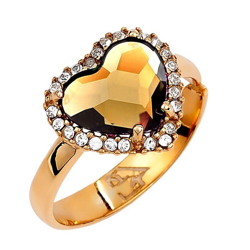 Δαχτυλίδι Από Ασήμι 925 Επιχρυσωμένο Με Καρδιά Swarovski EX39608