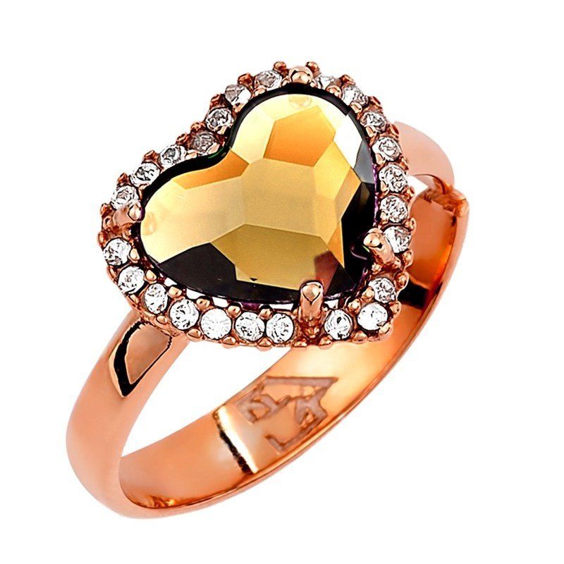 Δαχτυλίδι Από Ασήμι 925  Ροζ Επιχρυσωμένο Με Καρδιά Swarovski EX39609