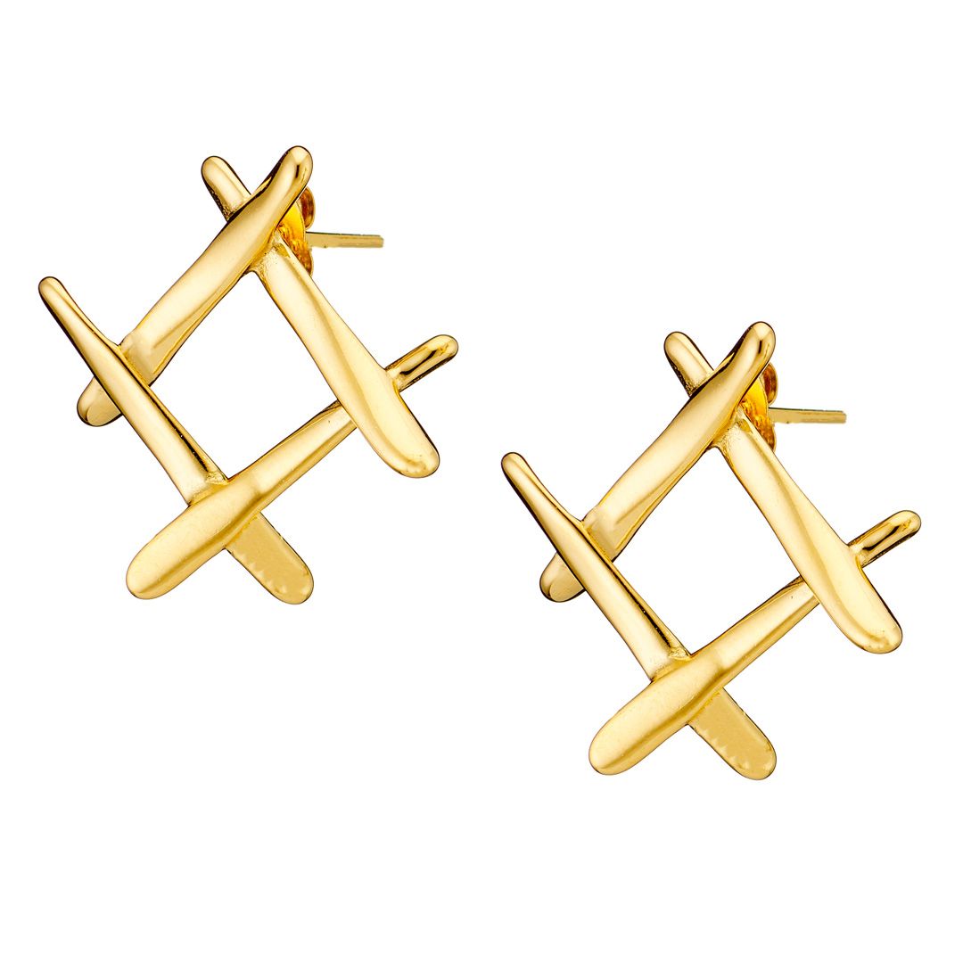 Σκουλαρίκια Από Ατσάλι Επιχρυσωμένο 24Κ AS40104