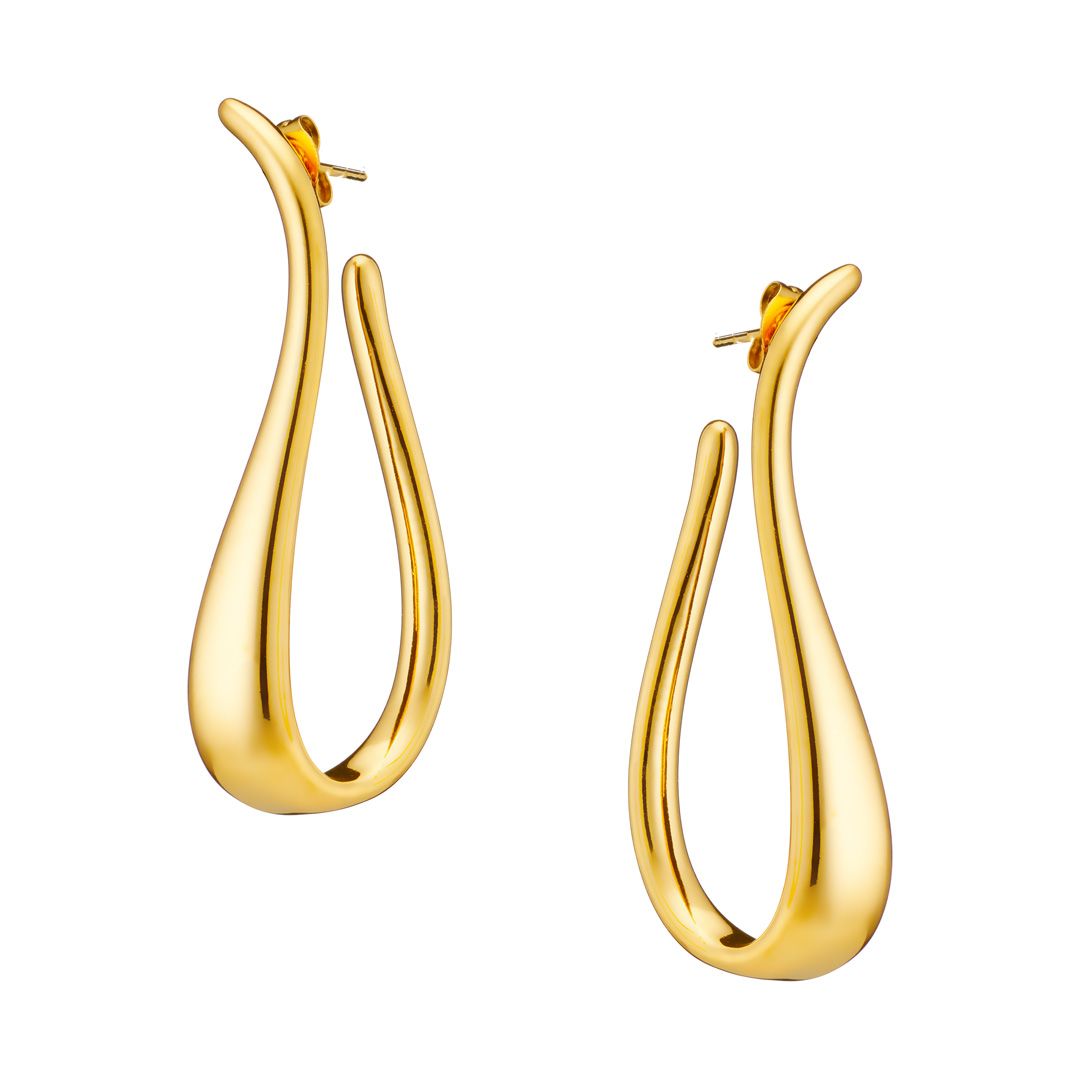 Σκουλαρίκια Από Ατσάλι Επιχρυσωμένο 24Κ AS40106