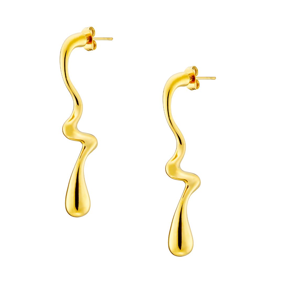 Σκουλαρίκια Από Ατσάλι Επιχρυσωμένο 24Κ AS40114