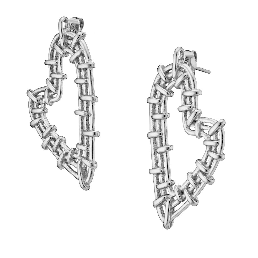 Σκουλαρίκια Από Ατσάλι Με Καρδιά AS40115