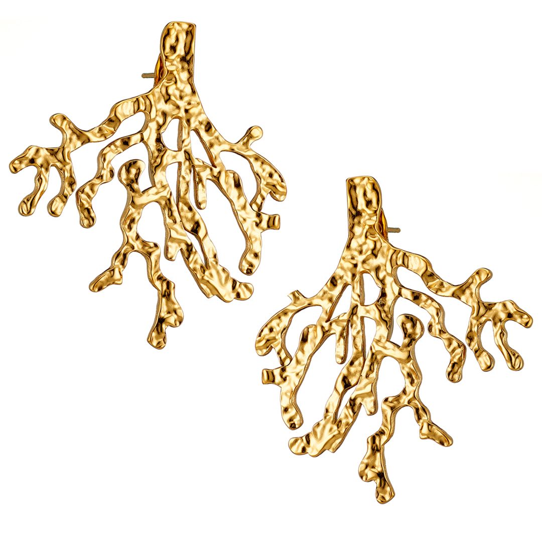 Σκουλαρίκια Από Ατσάλι Επιχρυσωμένο 24Κ AS40130