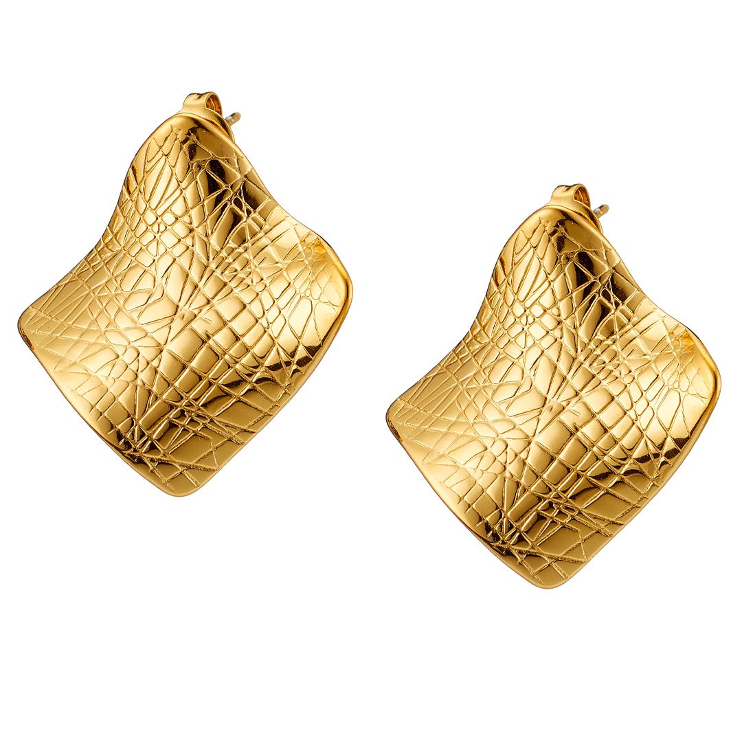 Σκουλαρίκια Από Ατσάλι Επιχρυσωμένο 24Κ AS40132