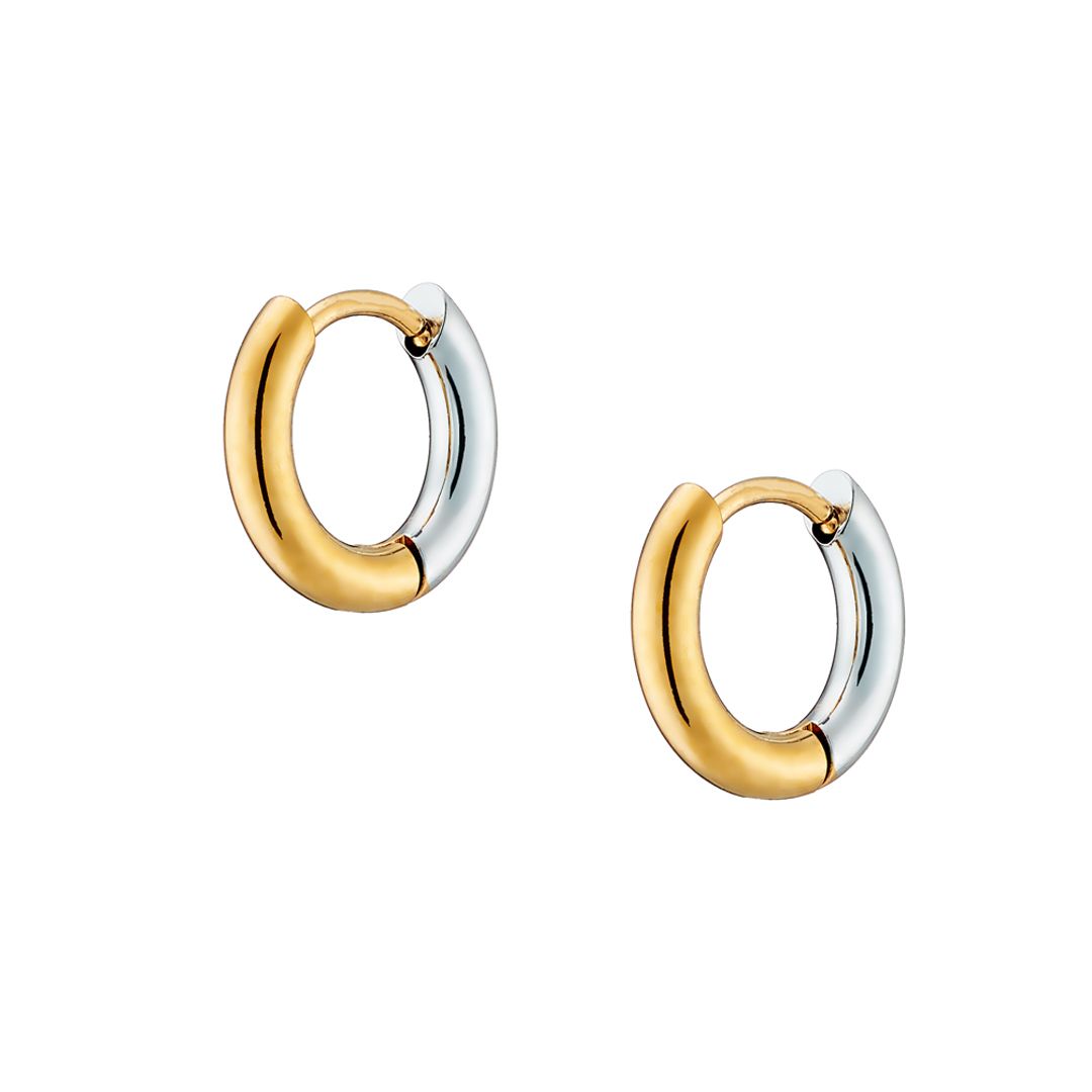 Σκουλαρίκια Κρίκοι Από Ατσάλι Και Ατσάλι Επιχρυσωμένο 24Κ AS40140