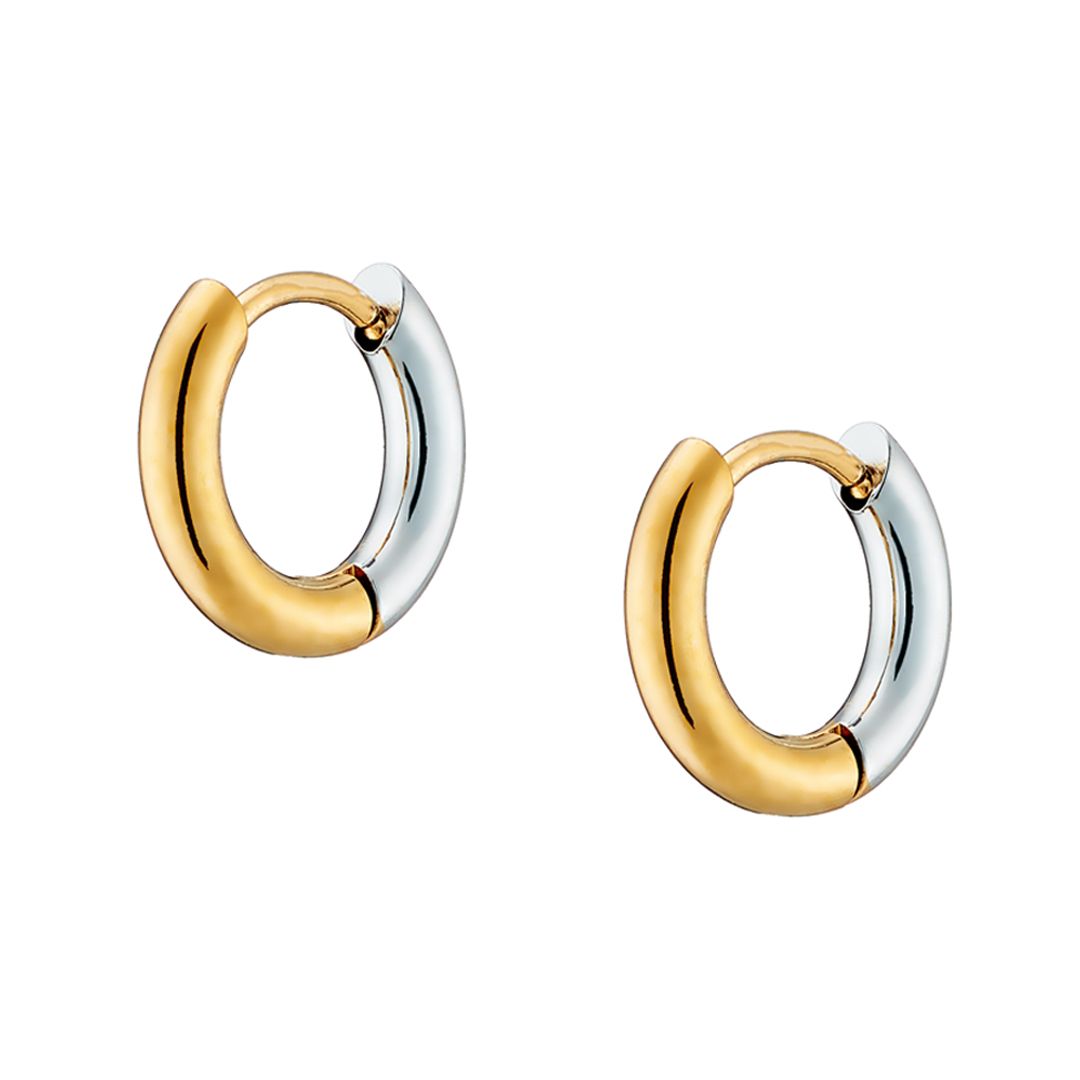 Σκουλαρίκια Κρίκοι1.2x0.4 cm Από Ατσάλι Και Ατσάλι Επιχρυσωμένο 24Κ AS40142
