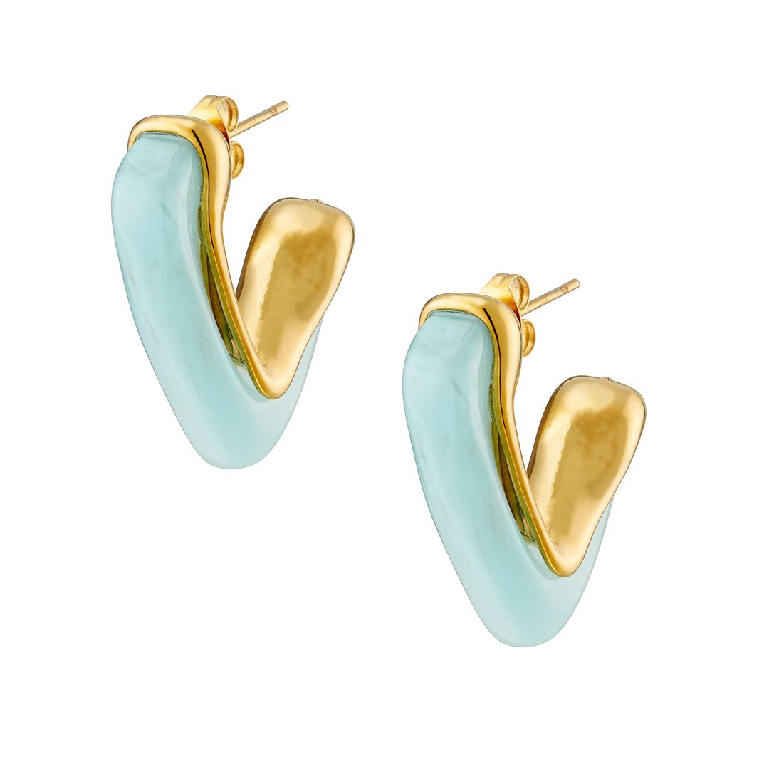 Σκουλαρίκια Από Ατσάλι Επιχρυσωμένο 24Κ AS40146