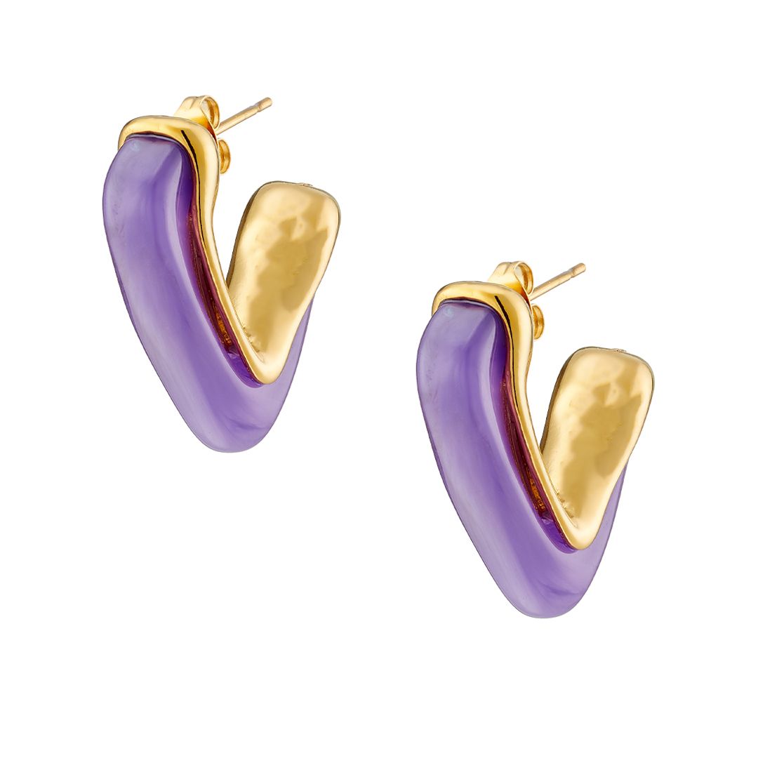 Σκουλαρίκια Από Ατσάλι Επιχρυσωμένο 24Κ AS40148