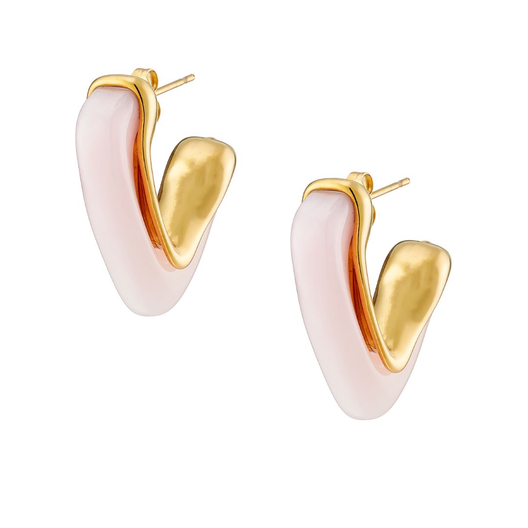 Σκουλαρίκια Από Ατσάλι Επιχρυσωμένο 24Κ AS40149