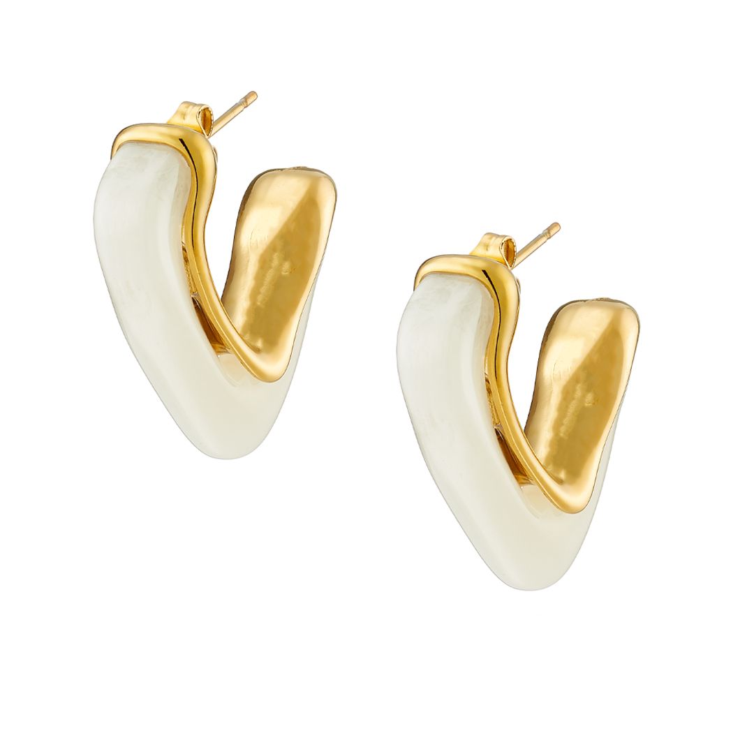 Σκουλαρίκια Από Ατσάλι Επιχρυσωμένο 24Κ AS40150