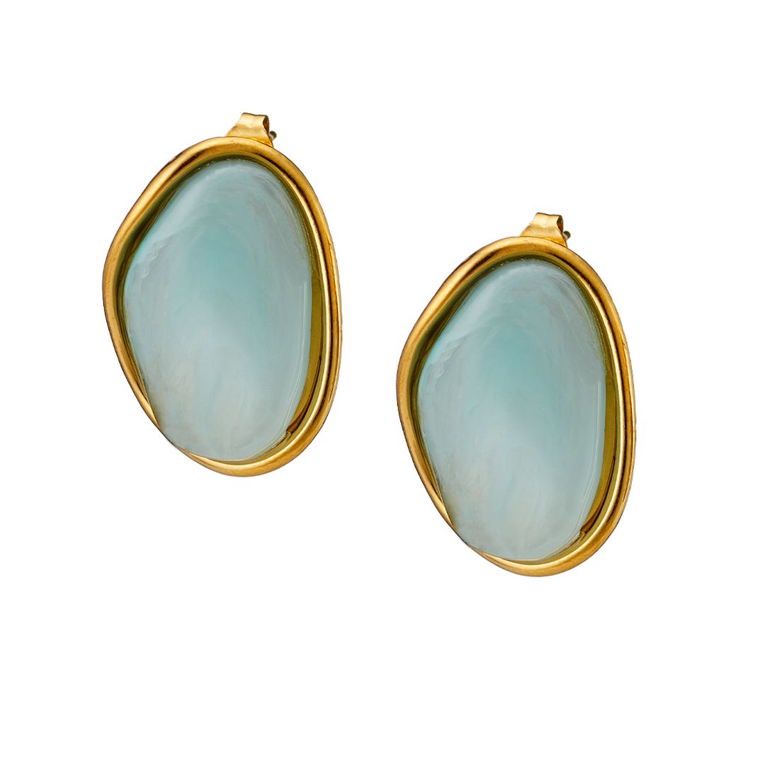 Σκουλαρίκια Από Ατσάλι Επιχρυσωμένο 24Κ AS40163