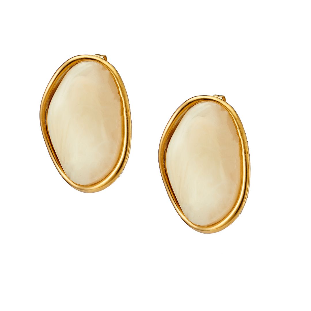 Σκουλαρίκια Από Ατσάλι Επιχρυσωμένο 24Κ AS40167