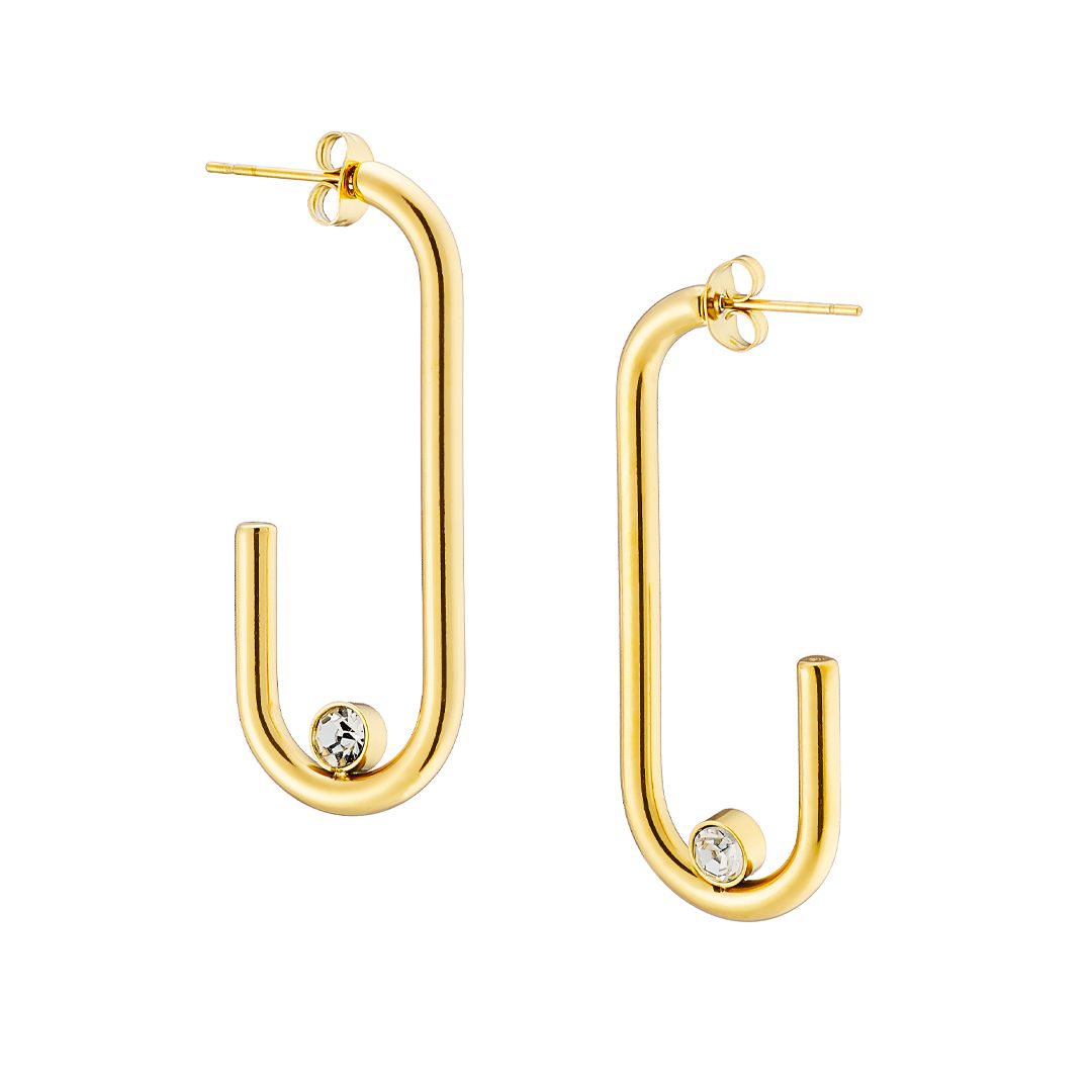 Σκουλαρίκια Από Ατσάλι Επιχρυσωμένο 24Κ AS40174