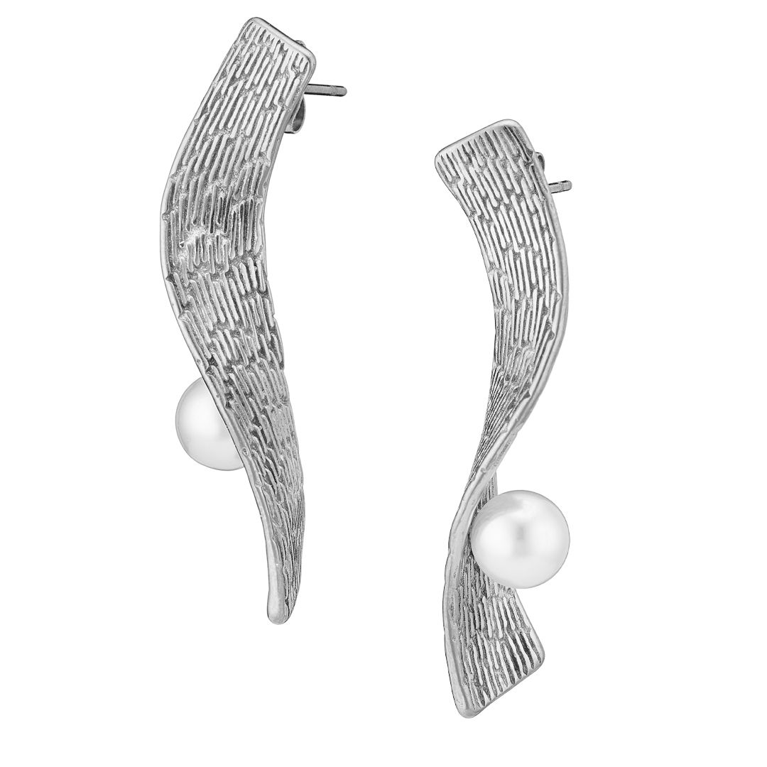 Σκουλαρίκια Από Ατσάλι Με Μαργαριτάρι AS40179