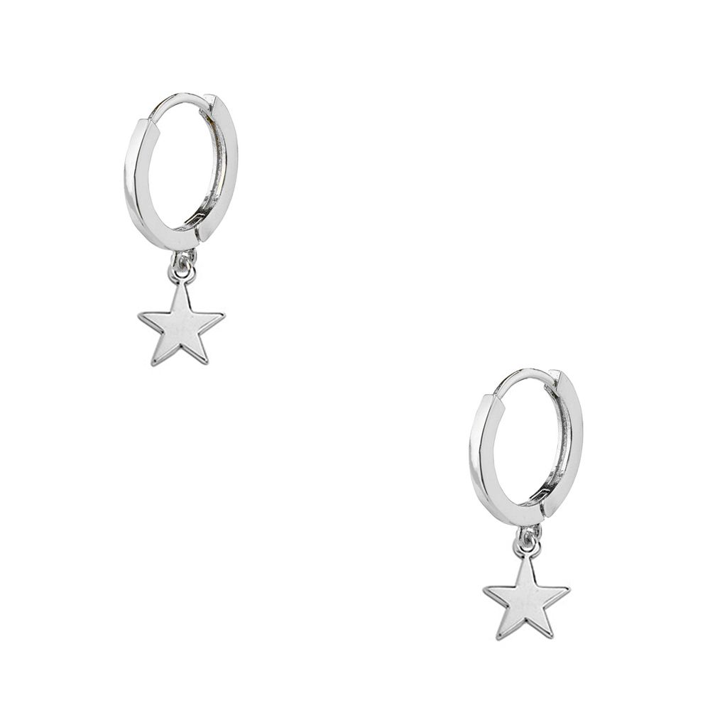 Σκουλαρίκια Κρίκοι Με Αστέρια Από Ορείχαλκο AA48016