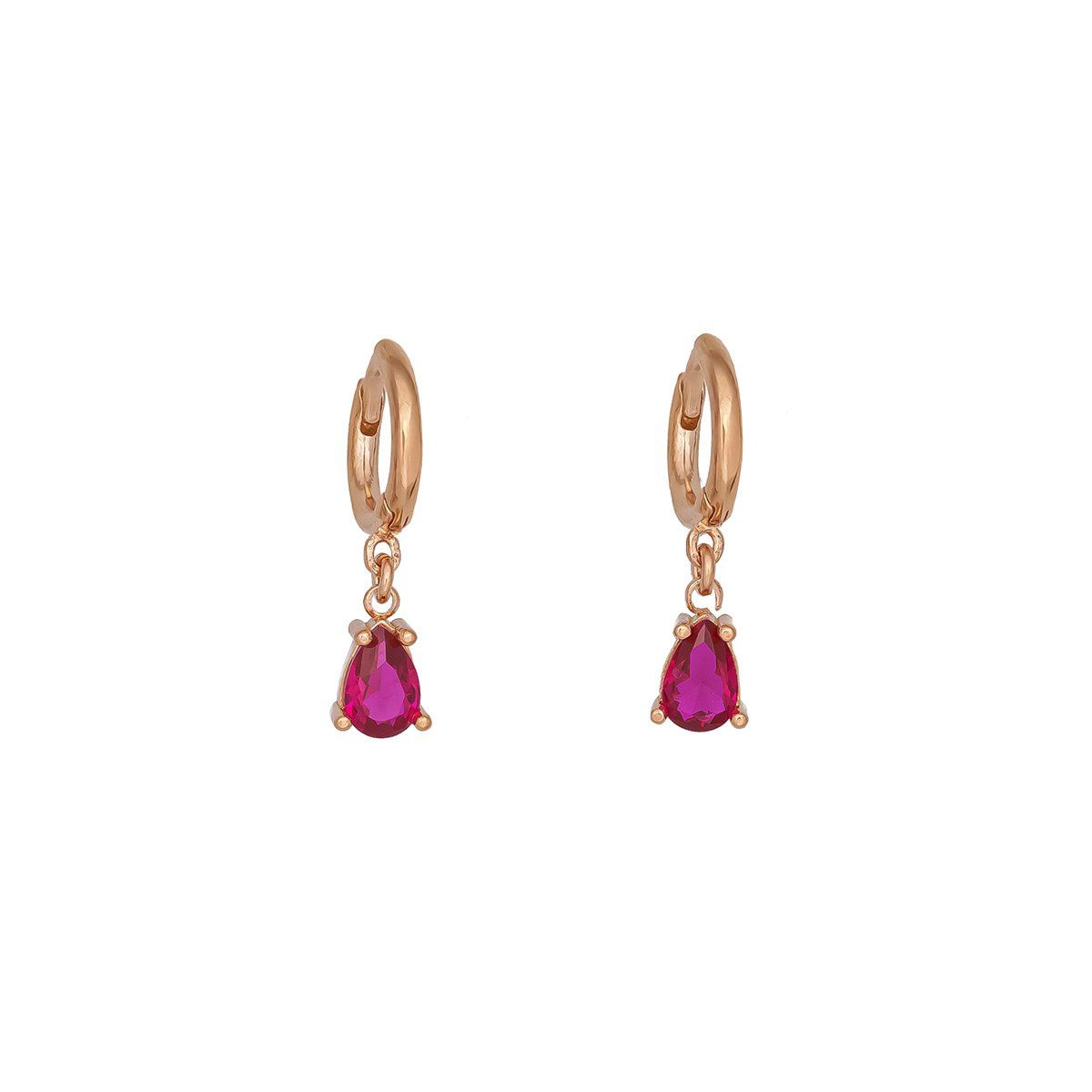 Μικρά κρικάκια απο ασήμι 925 με ροζ επιχρύσωμα και στοιχείο με κόκκινα ζιργκόν.S-28-KOKI-RG-85