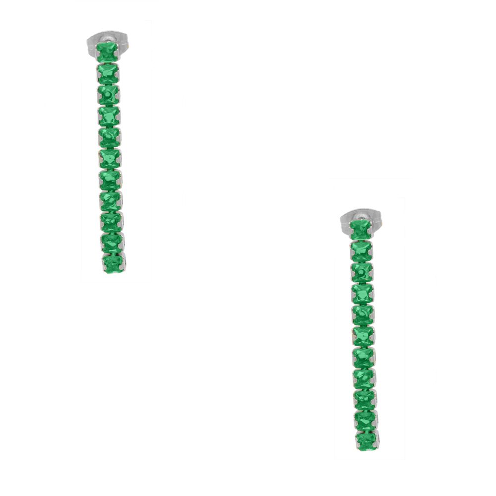 Σκουλαρίκια Από Ανοξείδωτο Ατσάλι Με Πράσινα Ζιργκόν MI48403