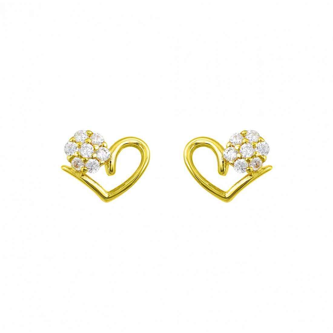 Σκουλαρίκια Από Ασήμι 925 Επιχρυσωμένο Καρδιά Με Ζιργκόν SS48724