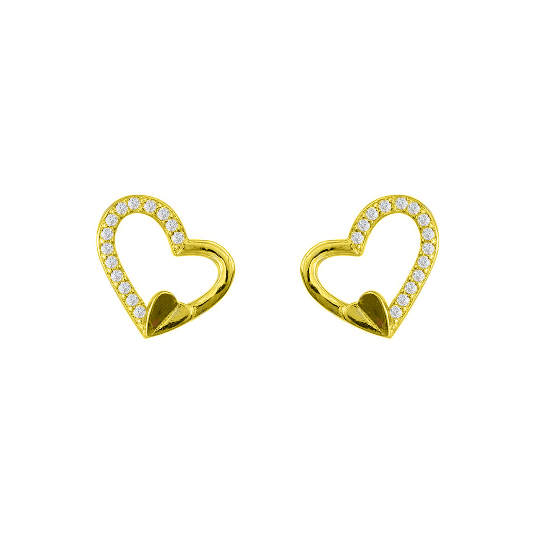 Σκουλαρίκια Από Ασήμι 925 Επιχρυσωμένο Καρδιά Με Ζιργκόν SS48726