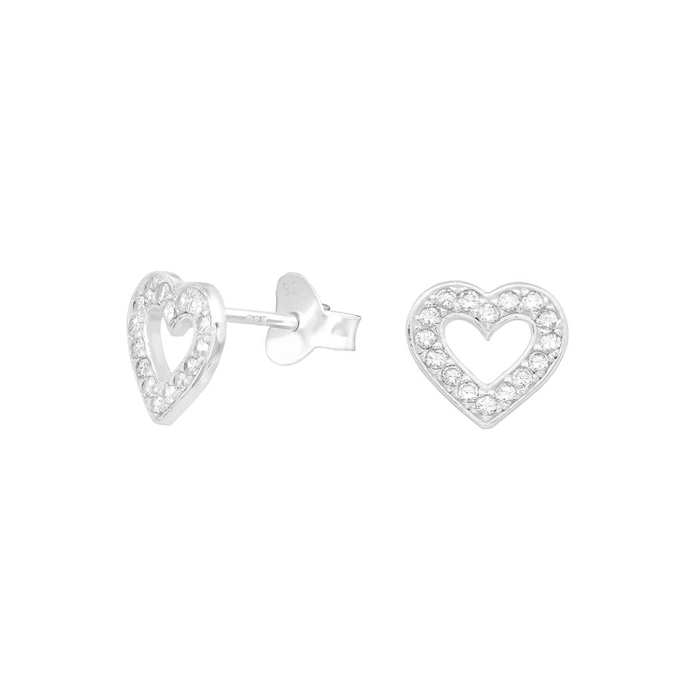 Σκουλαρίκια Από Ασήμι 925 Καρδιά Με Ζιργκόν PS48737