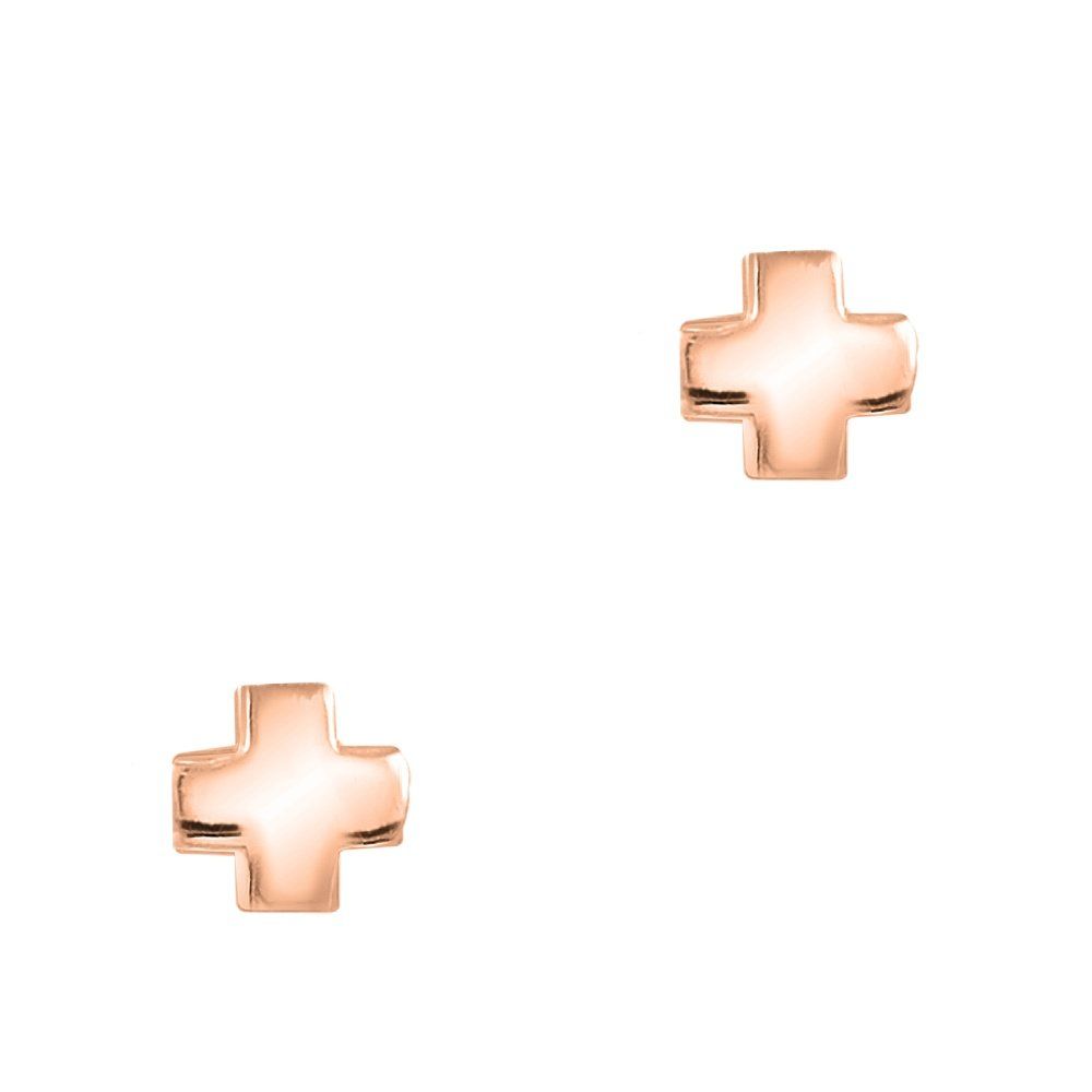 Σκουλαρίκια Από Ασήμι 925 Ροζ Επιχρυσωμένο Με Σταυρό EX49203