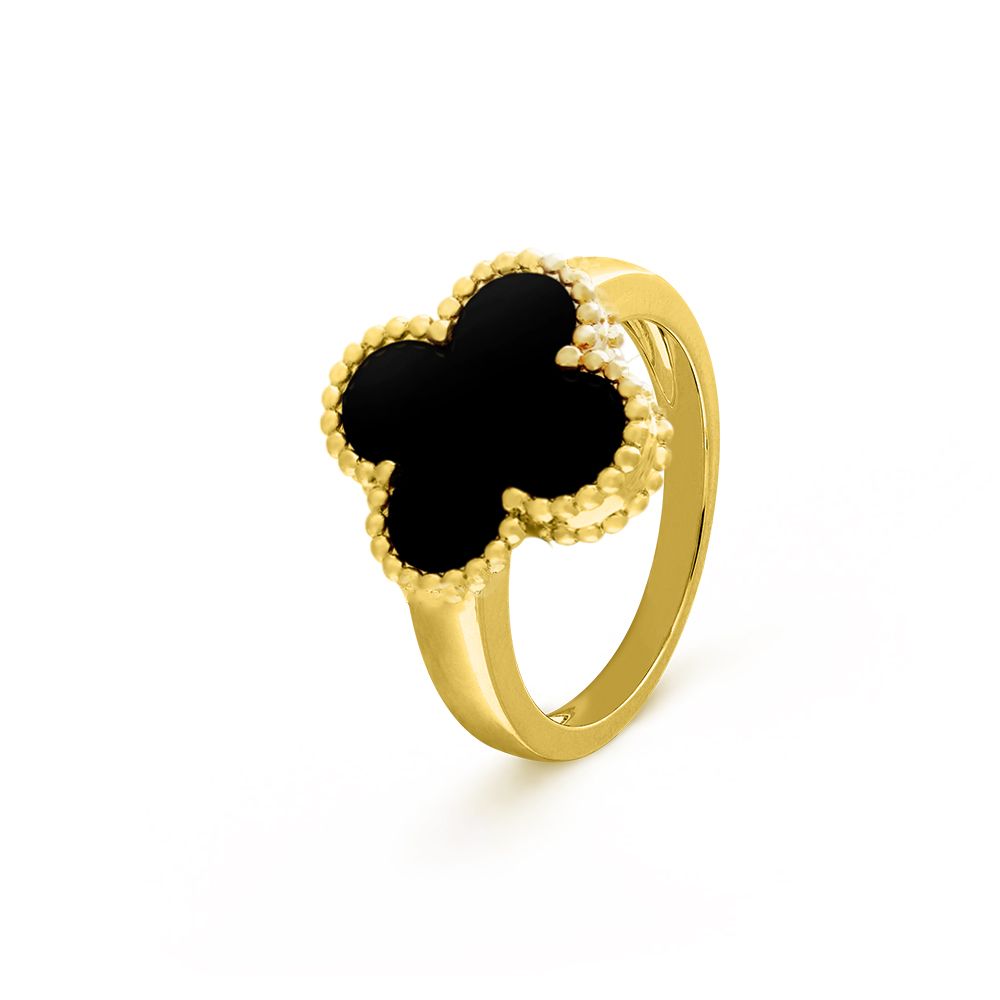 Δαχτυλίδι Λουλούδι Clover Large με Όνυχα από Ασήμι 925 Επιχρυσωμένο SS36003